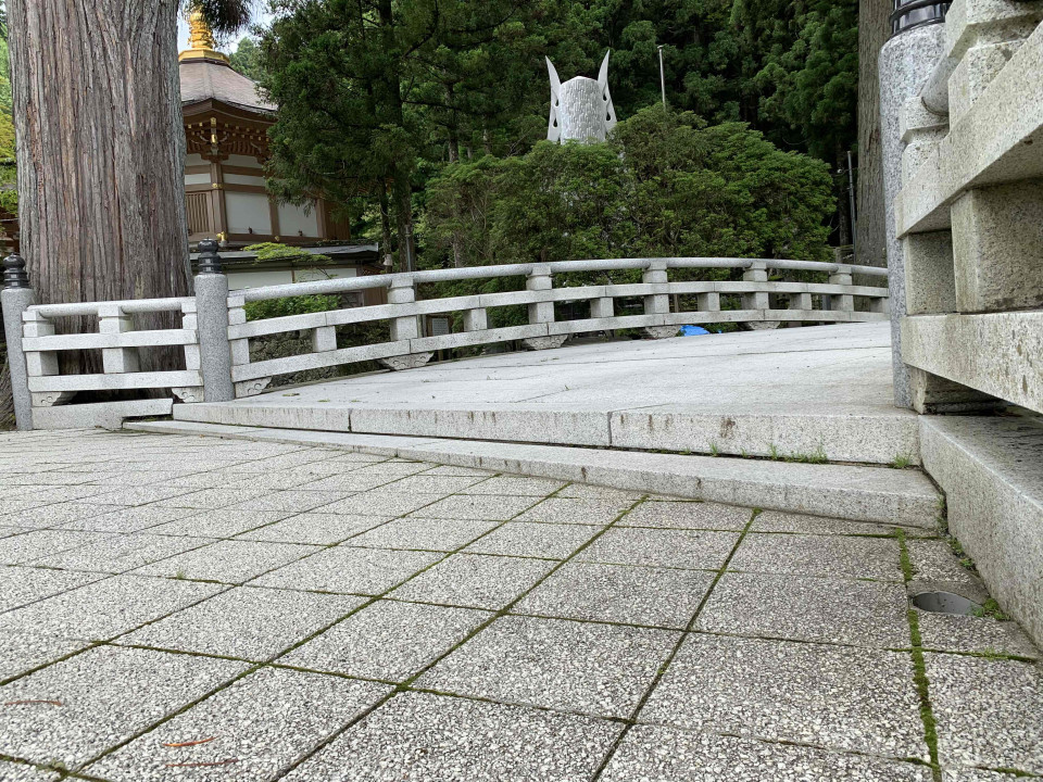 Expanded view of the step located on the path leading up to the entrance to Ichinohashi Bridge.